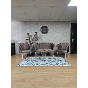 Papatya Çay Seti Koltuk Takımı Beyaz Boyalı Sivriltme Ayak, Balkon, Salon, Ofis, Cafe Koltuk Takımı