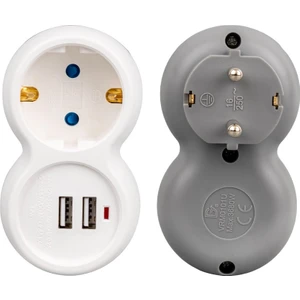 2 Usb’li Çocuk Korumalı Tekli Priz, 16AH 3680W, LED Göstergeli, 5V Max 2.4A