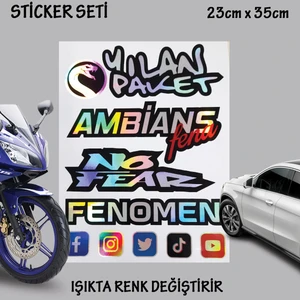 Yılan Fenomen Paket Sticker Set Hologram Etkili Araba Motosiklet Kask Cam Uyumlu