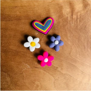 Jibbitz Terlik Süsü 4 Lü Set Kalp ve Çiçek