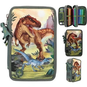 Top Model Dino 3 Katlı Işıklı Kalem Kutusu LED Aydınlatmalı Dinozor Desenli 20 cm