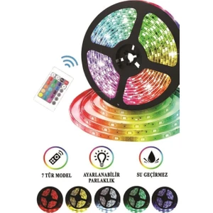 5 mt Kumandalı Rgb Şerit LED Lamba Iç ve Dış Mekan Silikon Yapışkanlı Aydınlatma