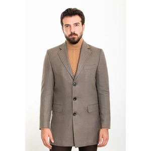 Düz Slim Fit Mono Yaka Kaşe Erkek Kaban