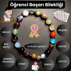 Doğal Taş Bileklik Kolye Öğrenci Başarı Bilekliği (Erkek Model)-(17-18 Cm) Doğal Taş