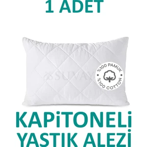 Kapitoneli Yastık Alezi Pamuklu Fermuarlı Terletmeyen Yastık Koruyucu Kılıf 1 Adet