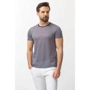 Desenli Siyah Renk Slim Fit Bisiklet Yaka Erkek T-shirt