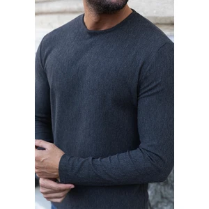 Antrasit Rengi Slim Fit Uzun Kollu Bisiklet Yaka Erkek T-shirt