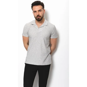 Desenli Gri Renk Slim Fit Apaç Yaka Erkek T-Shirt