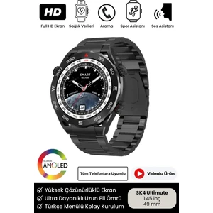 Yeni Nesil Sk4 Ultimate Amoled Hd Oval Ekran Spor Sağlık Sensörlü Ios Android Uyumlu Akıllı Saat