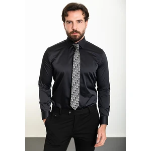 Düz Slim Fit Saten Klasik Erkek Gömlek