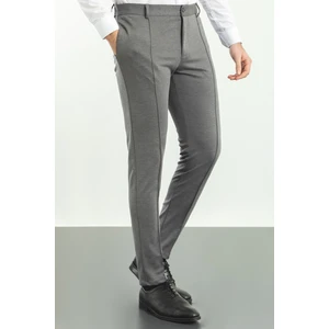 Antrasit Renk Super Slim Fit Çizgi Detaylı Erkek Pantolon