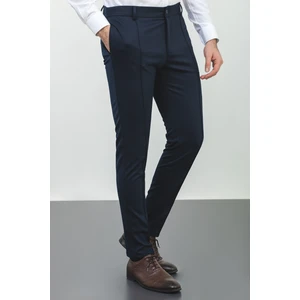 Lacivert Renk Super Slim Fit Çizgi Detaylı Erkek Pantolon