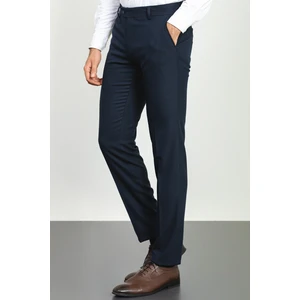 Desenli Lacivert Renk Slim Fit Klasik Yün Erkek Pantolon