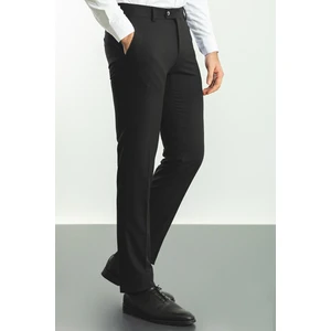 Desenli Siyah Renk Slim Fit Klasik Yün Erkek Pantolon