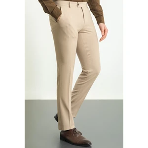 Düz Bej Rengi Slim Fit Klasik Erkek Pantolon