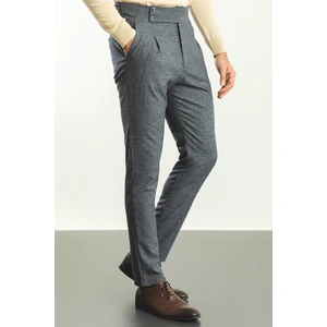 Pileli Lacivert Renk Slim Fit Erkek Pantolon