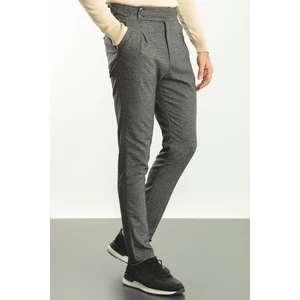 Pileli Siyah Renk Slim Fit Erkek Pantolon