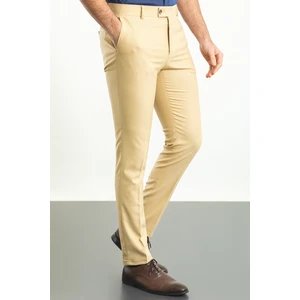 Desenli Bej Rengi Slim Fit Klasik Erkek Pantolon