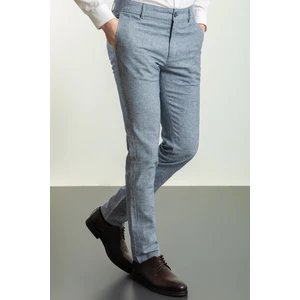 Desenli Lacivert Renk Super Slim Fit Keten Erkek Pantolon