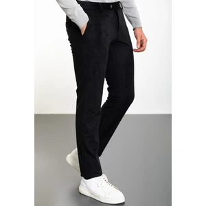 Çizgili Siyah Slim Fit Kadife Erkek Pantolon