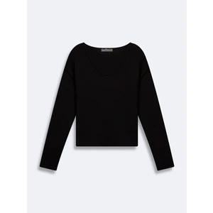 Ltb MABADA Kesik V Yaka Soluk Görünümlü Siyah Sweatshırt 1125810666089