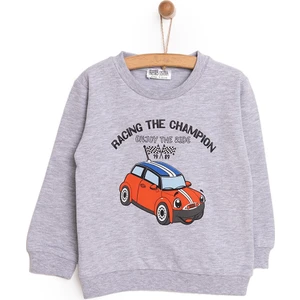 Basic Az Şardonlu Araba Baskılı Sweatshirt Erkek Bebek
