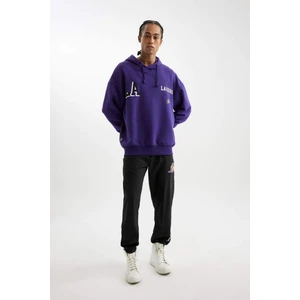 DeFactoFit NBA Los Angeles Lakers Dokuma Jogger Eşofman Altı Slim Fit Dar Kesim Cepli Ekstra Dar Paça D5647AX24AU