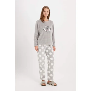 Fall in Love Looney Tunes Pijama Takım Welsoft Pelüş Bisiklet Yaka Uzun Kollu Üst Desenli Alt C5482AX24AU
