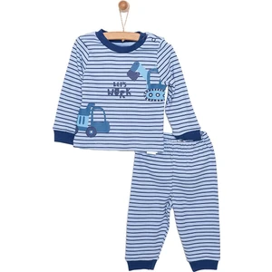 Bisiklet Yaka Kepçe Desenli Erkek Bebek Pijama Takımı