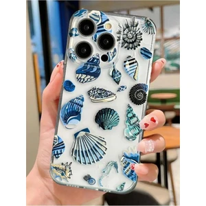 3gen Case Apple iPhone Modelleri Uyumlu Deniz Kabukları Desenli Şeffaf Silikon Kılıf
