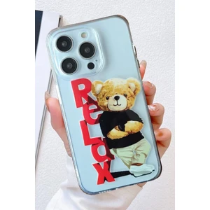3gen Case Apple Iphone Modelleri Uyumlu Relax Ayıcık Desenli Şeffaf Silikon Kılıf