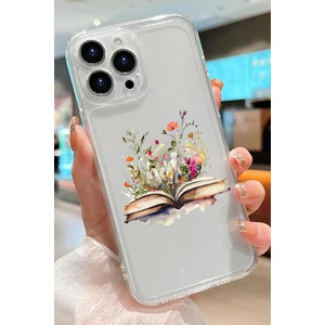3gen Case Apple iPhone Modelleri Uyumlu Kitap Çiçekler Desenli Şeffaf Silikon Kılıf Model5