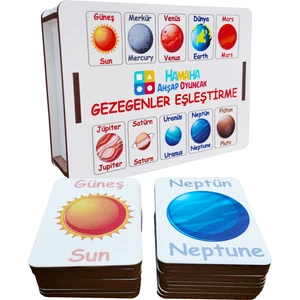 Eğitici Ahşap Oyuncak | Gezegen Şekilleriyle Zihinsel Becerileri Geliştiren Ahşap Denkleştirme Blokları | 20 Parça Kutulu Eğitici Oyuncak