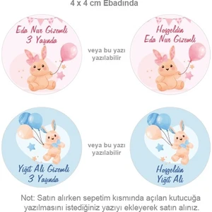 Birim Etiket Isme Özel Hoşgeldin Bebek Etiketi Sticker 70 Adet