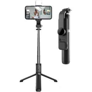 Q02S Çok Amaçlı Tripod Kumandalı Işıklı Selfie Çubuğu Siyah