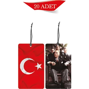 Bymeyla Türk Bayrağı ve Atatürk Tasarımlı 20'li Oto Kokusu ve Oto Aksesuarı