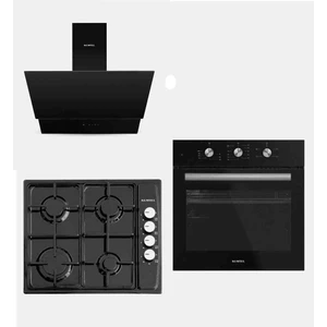 Ankastre Siyah 3 Lü Set Turbolu Emeya (835 Kumandalı Davlumbaz+ Ko Emeya Ankastre Ocak+ BS66 Turbolu Ankastre Fırın)