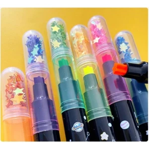 6'lı Yıldız Baskı Damga Mühürlü Pullu Sihirli Fosforlu Kalem