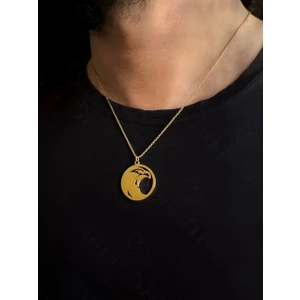 Şahin Başlı Gold Çelik Kolye | Horus Serisi