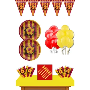 Parti Furyası Sarı Kırmızı Taraftar Parti Seti  16 Kişilik Sarı Kırmızı Taraftar Doğum Günü Parti Malzemeleri Seti