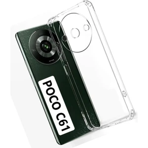 Xiaomi Poco C61 ile Uyumlu Kılıf Şeffaf Kamera Korumalı Esnek Silikon Telefon Kılıfı Kapak
