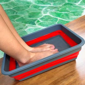 Holly Home Magic Katlanır Badya Leğen Mutfak, Banyo, Pedikür Akordiyon Dikdörtgen Kab 8 lt Antrasit/kırmızı