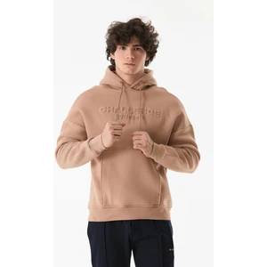 Kabartma Baskılı Kapüşonlu  Kanguru Cepli Sweatshirt