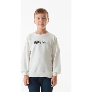 Önü ve Arkası Baskılı Bisiklet Yaka Erkek Çocuk Sweatshirt