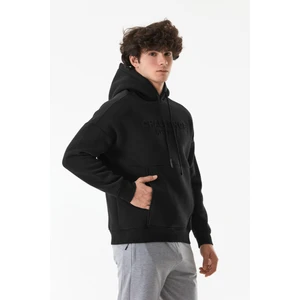 Kabartma Baskılı Kapüşonlu  Kanguru Cepli Sweatshirt