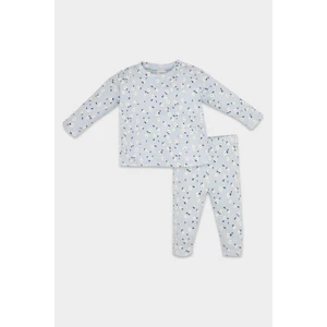 Kız Bebek 2'li Takım Çiçekli Waffle Uzun Kollu Tişört Üst Beli Lastikli Alt D8285A524AU