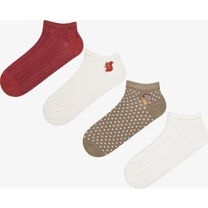 Tiny Squirrel 4lü Yeşil Beyaz Patik Çorap