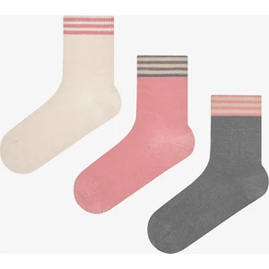 Triple Stripe 3lü Yeşil Pembe Soket Çorap
