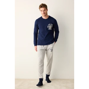 New York Çok Renkli Pantolon Pijama Takımı