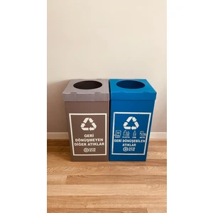 Geri Dönüşebilen ve Geri Dönüşmeyen Atık Toplama Geri Dönüşüm Kutusu Sıfır Atık 2 li  Iş Güvenliği Seti ( Plastik )